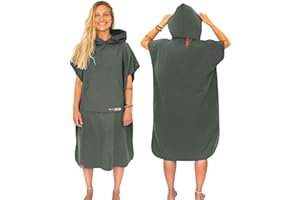 AUTDOOR® Poncho Surf - Fabricado a Partir de Botellas de plástico recicladas - Toalla de Piscina compacta, Ligera y de Secado rápido Ideal para natación y Deportes acuáticos (Verde, Mediano)