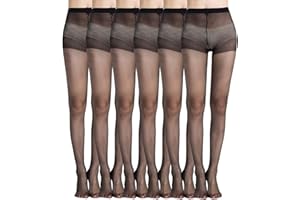 MANZI Women's Everyday Energy 6-Pack Black Nude Silk Sheer Soft Tights 20 Denier
