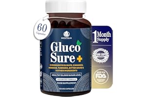 BIOVITALIA ORGANICS Biovitalia Gluco Sure+ Blood Sugar Control Supplement Capsules with Chromium Picolinate Cinnamon Bitter Gourd Hibiscus for Healthy Blood Sugar Levels Vegan Glucose Support Supplement - 60 Capsules