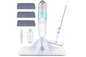 GONICVIN Myjka z funkcją spryskiwania, z funkcją spryskiwania z 3 podkładkami do wycierania i zbiornikiem na wodę 500 ml, do płytek, laminatu, marmuru, twardego drewna