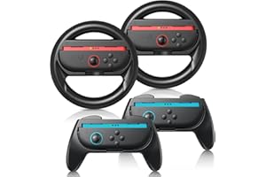 Ertisa 2 x Steering Wheels 2 x Hand Grip for NS Switch 2 Joycons, Switch 2 Controller Grip Racing Wheels for NS Switch 2 Mario Kart, Switch 2 Accessories Kit Comfort Grip Handle Gaming Steering Wheel