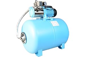 ALUVRA Pompe à Eau MAX-H 1300 avec Réservoir 100L - Pompe d’arrosage de Jardin (1300 W 6000 l/h hauteur max. 55 m) - Groupe de Surpression Set - Réservoir à Vessie Sous Pression 100 L - pour Eaux Claires