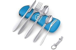 FYSHOP 1 Juego de Cubiertos de Acero inoxidable para Llevar al Trabajo Porta Estuche Funda Cubiertos para Camping