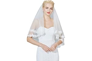 BEAUTELICATE Pizzo Veli da Sposa Accessori da Sposa Fasce da Donna Decorazioni per Capelli di Matrimonio per Veli Tulle a 1 Strati Bordi Ricamati Bianco o Avorio