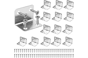 L Bracket - Vaktop 15PCS Angle Brackets, Stainless Steel Corner Brackets, 90 Degree Corner Brace with 60 Screws, Metal Bracket for Wood Furniture Fixing and Repairing (Silver, 23*23*30mm)
