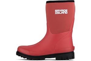 Savage Island Women's Short Neoprene Insulated Rubber Wellington Boots Warm Lined Fully Waterproof Wellies