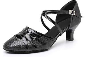 Rosefinch Women's Latin Salsa Dance Shoes Closed Toe Fashion Tango Cha-Cha Ballroom Performence Dance Shoes 5/7 cm Heel 34-41 EU