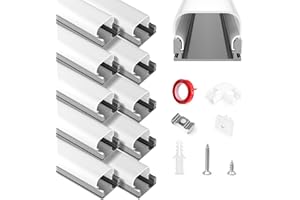 HOMMAND LED Channel, 10 x 1m/3.3ft LED Profile U Shape, LED Aluminium Profile and LED Diffuser Strip with Adhesive Tape, Corner Connectors, End Caps and Mounting Clips, LED Strip Light Cover 10m
