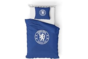 FOCO Officially Licensed FC Football Single Duvet Pillowcase Set Essential Design Fan Merchandise (Chelsea)