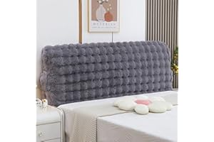 Hearda Solid Color Elastic Bed Headboard Cover, All-inclusive Universal Dustproof Protector Cover, Soft Fluffy Headboard Slipcover Edge Bed Head Cover For Bedroom Decor (120cm,Gray)