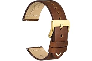 WOCCI Démodé Bracelet de Montre, Cuir de Grain Supérieur, Fil Ciré Français, Dégagement Rapide, Boucle en Acier Inoxydable, Bracelets de Rechange pour Homme 17mm 18mm 19mm 20mm 21mm 22mm 24mm
