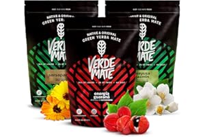 Zestaw yerba mate Verde Mate Green | Yerba mate z guaraną | Yerba mate z ziołami | Energia Guarana, Sarsaparilla, Guayusa Jazmin | Brazylijska zielona yerba mate | Naturalna kofeina | 3x500g