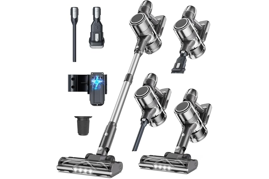 Wireless Vacuum Cleaner Electric Broom – Powerful Wire Battery Cordless Vacuum Cleaner Electric Brooms Portable Cyclonic Silent Bag for Sofa Carpets Parquet Floors Animal Hair