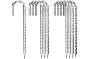 TOBENGDA Bodenanker-Heringe-30CM-Lang, Bodenanker Trampolin 8 StüCk J-Haken BodennäGel Verzinkt Trampolin Befestigung für Camping Zelten VordäCher Hühnerstall