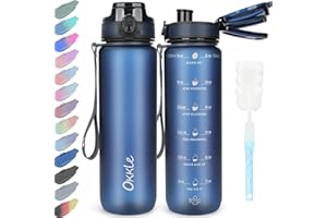 OKKLE Water Bottle 1L BPA Free Sport Drinks Bottle with Portable Handle 1 litre water bottle Lock Cover, Leak Proof,for Gym, School,Outdoor,Sports,Fitness& Office