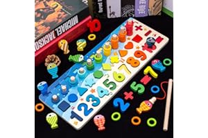 Flex Value Wooden Maths Toy, Number Puzzle Shape Sorting With Magnetic Fish, Montessori Educational Maths Toy for 3 Year Old