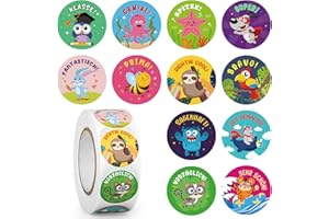 Hxezoc Naklejki motywacyjne naklejki nagradzające szkoła podstawowa samoprzylepne: 600 szt. 4 cm 12 zwierząt naklejki motywacyjne akcesoria dla nauczycieli akcesoria dla nauczycieli rodziców pochwały