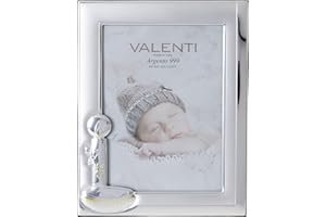 VALENTI & CO. Valenti&Co - Cornice Portafoto in Argento cm 13x18. Perfetta Come Idea Regalo per ricorrenza Come Battesimo di Un Bambino
