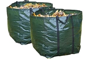Ossian Set of 2 Heavy Duty Garden Waste Bags with Carry Handles – Large Reusable Premium 150L Collapsible Folding Lightweight UV Water Resistant Outdoor Bin Sack for Refuse Rubbish Leaves Grass Weeds