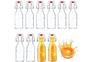 Nuangoo Set da 10 Bottiglie in Vetro da 250ml con Tappo Ermetico,Bottiglie Vetro,Bottiglie Riutilizzabili Bottiglie Vuote per Birra, Olio, Succhi, Soda