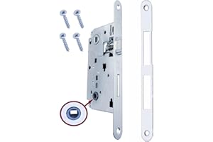 GAMOBIFER Serratura AGB Porta Interna a Incasso per Bagno WC serie CENTRO (FRONTE 18x196, SCROCCO E CATENACCIO, CROMATO OPACO)