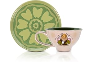 Silver Buffalo Avatar: The Last Airbender Uncle Iroh's Jasmine Dragon - Juego de taza de té y platillo de cerámica de 12 onzas | Juego de regalo de fiesta de té para café, espresso, moca, latte |