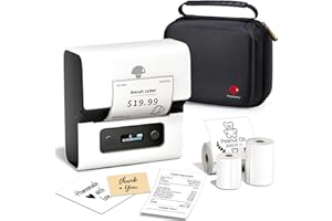 Phomemo M221 Etikettendrucker, Bluetooth Thermo Etikettenmacher Set,Tragbarer Etikettiergerät für Kleinunternehmen,Haushalt,Schule,Aufkleber Drucker mit 3 Rollen Etiketten und 1 Tragbare Tasche -Weiß