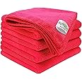 SOFTSPUN Microfiber Cloth (5pcs - 40x60cms -340GSM) Red, Super Soft Absorbent Cleaning Towels Cleans & Polishes everything in your home.