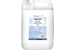 OCEAN FREE 70% Alcohol Hand Sanitiser Gel - 5L Litres - Certified Surgical/Medical Grade - Made in the UK (Single)