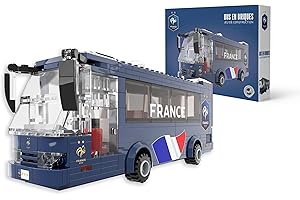 Megableu - Bus Équipe de France FFF à Assembler - 319 Briques de Construction - Maquette Officielle FFF - Jeu de Construction Football Enfants & Adultes - Idée Cadeau Fans & Supporters Bleu