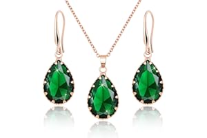 Linawe Set di gioielli da sposa Gioielli da sposa Gioielli da sposa, orecchini da donna da appendere e con ciondolo a catena, collana da donna, disponibile in argento, oro e oro rosa