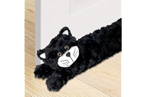 The Magic Toy Shop Novelty Dog Cat Design Soft Micro Fleece Draught Draft Excluder Door Cushion (Black Cat)