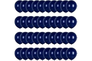 WASAII Navy Blue Balloons with Ribbon, 60PCS 12inch Balloon Navy Blue Helium Balloons Balloon Arch Kit Matte Latex Balloons Party Balloons for Birthday Party Wedding Graduation Anniversary Decorations
