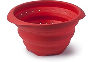 Zeal Passoire Pliable Anti-Rayures, en Silicone, Rouge, 22,5 x 19 x 4 cm
