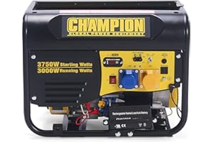 Champion Power Equipment CPG4000E1 3500 Watt Portable Petrol Frame Generator - 224cc OHV Engine - 15L Tank, 12 Hours Max, Electric Start, Intelligauge Display, Cold Start, Shut Off Sensor
