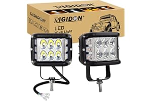 RIGIDON 2 Pcs Luz estroboscópica Emergencia, 4 Pulgadas 60W, Spot luz estroboscópica para Off Road camión Coche SUV 4x4, Amarillo Blanco Faro de Trabajo led, 12v 24v Foco led, Faros antiniebla