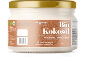 Olej kokosowy Bio Monte Nativo (200 ml) – olej kokosowy w jakości surowej żywności – czysty tłuszcz kokosowy – ekologiczny olej kokosowy tłoczony na zimno do gotowania, smażenia i pieczenia, do