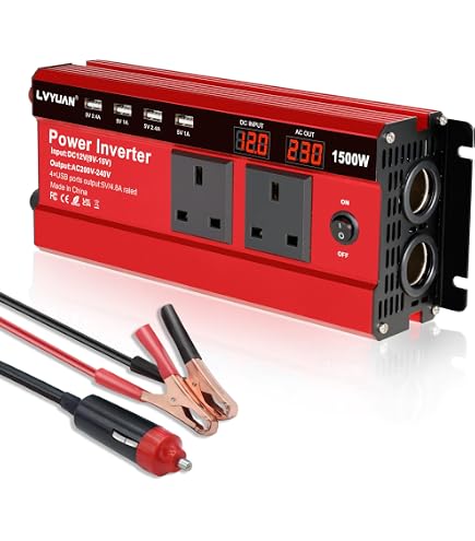 VEVOR Convertisseur A Onde Sinusoïdale Modifie, 3000W DC12V A AC240V Onduleur En Alliage Dealuminium Avec Telecommande Lcd Transformateur De Tension Pour Appareils Electriques Voiture Ordinateur 68907200