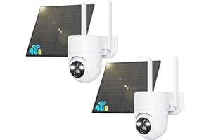 SEHMUA 4G LTE Camara Vigilancia Exterior con Panel Solar, 2K PTZ Camara Vigilancia con Tarjeta Sim, Detección Humana PIR, Visión Nocturna, IP66 Impermeable, PTZ 355°/90°, Audio de Dos Vías, 2 Unidades