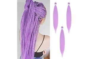 FIRSTCYH HAIR Warkocze do włosów Lavender Purple Meches Loop do warkoczyków afrykańskich 3 opakowania Boho szydełkowe warkocze pasemka 26 cali Yaki, warkocze do przedłużania włosów, wstępnie
