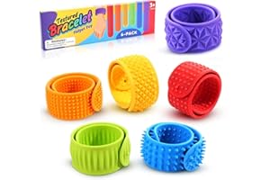 JoyJoyful Fidget Toys Anti Stress Enfant, 6 Pièces Bracelets à Frapper Silicone Texturé, Jouets Contre Autisme, Jouets Sensoriels Portables Adultes, Jouets Apaisants Les Déplacements