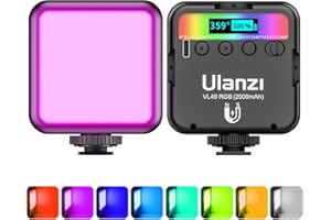 Video Licht RGB, ULANZI VL49 LED Videoleuchte mit 2000 mAh Akku, Kamera Licht Klein Dimmbare 2500K-9500K, Zurück Magneten, Foto Licht Kompakte für Makro Aufnahmen, Produktfotografie und YouTube Vlogs