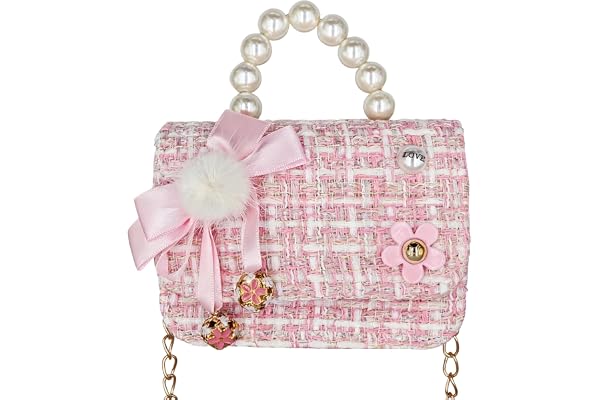 Youery Sac a Main Petite Fille,Sac à Bandoulière pour Fille avec Nœud Décoratif | Mini Sac à Main avec Poignée Perles | Idée Cadeau Anniversaire pour Enfant 2-7 Ans