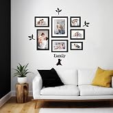 Amazon Brand - Solimo Family Tree Photo Frame Set Of 7|Mdf Plaque|Plexi Glass|Rectangular, Wall Mount Frame For Home And Offi