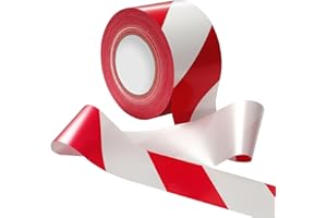 Cokaca Absperrband rot-weiß 300 m x 75 mm, Flatterband mit starker Reißfestigkeit, Farbstabiles Warnband, Geeignet zur Warnung in Gefahrenbereichen