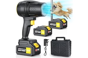 LAZENRY Electric Leaf Blower Cordless with 2*3000mAh Batteries and Charger, 400,000RPM Handheld Battery Powered Leaf Blower, One-Touch Speed Adjustment,Portable Lightweight Turbo Blower for Yard, Patio,Garage