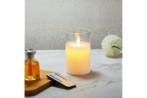 Koelaa Candele a Batteria, Vetro Bianco Candele LED Fiamma, Candele LED, Candele Flickering Flameless, Candele a LED con Telecomando, Candele per Natale, Festivals Decoration-7.5 * 10cm