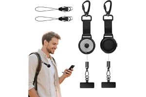 2-pack infällbar mobiltelefonsäkring med 70 cm ståltråd, karbinhake och klämma
