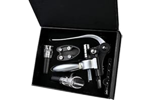 Faburo Tire Bouchon, Ouvre-bouteilles de vin avec Boite Cadeau, 5 Pièces Accessoires de Vin, Kit de Ouvre Bouteille, Cadeau Homme