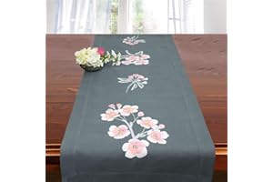 Ernst Schäfer Stickpackung Levi, Tischläufer Set vorgezeichnet zum Sticken, Stickset mit Plattstich und Stielstich zum Selbersticken